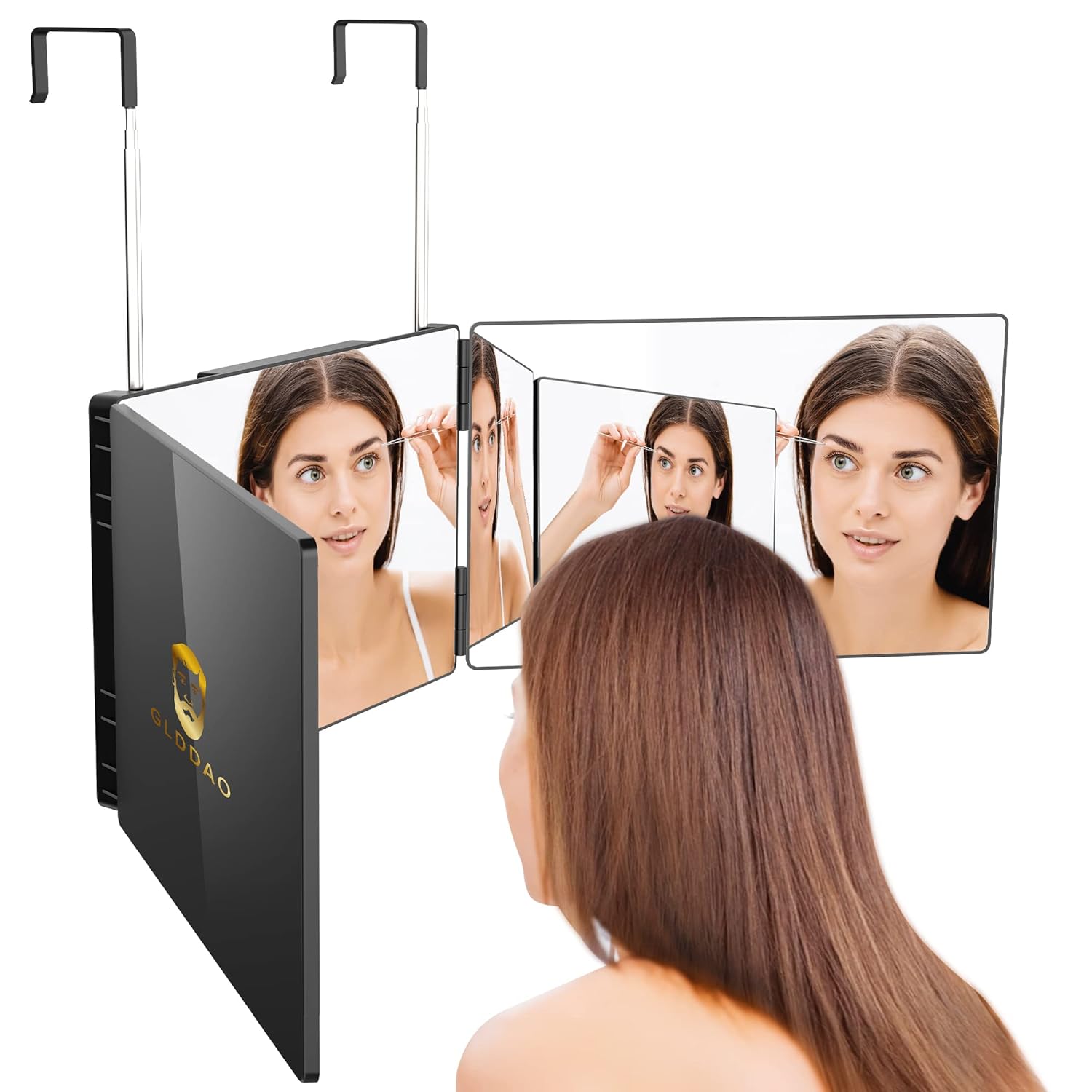 GLDDAO 3 Way Mirror for Self Hair Cutting, 360 Trifold Barber Mirrors 3