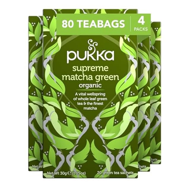 Pukka Supreme Matcha Green Organic Herbal Tea Energizing Infusion With Matcha Powder Ideal For Daily Vitality Caffeine Free