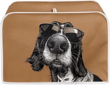 4 Slice Toaster Cover English Cocker Spaniel Print Bread Maker Machine Covers for Anti-dust and Fingerprint Washable Microwave Oven Cover, Brown and Black
