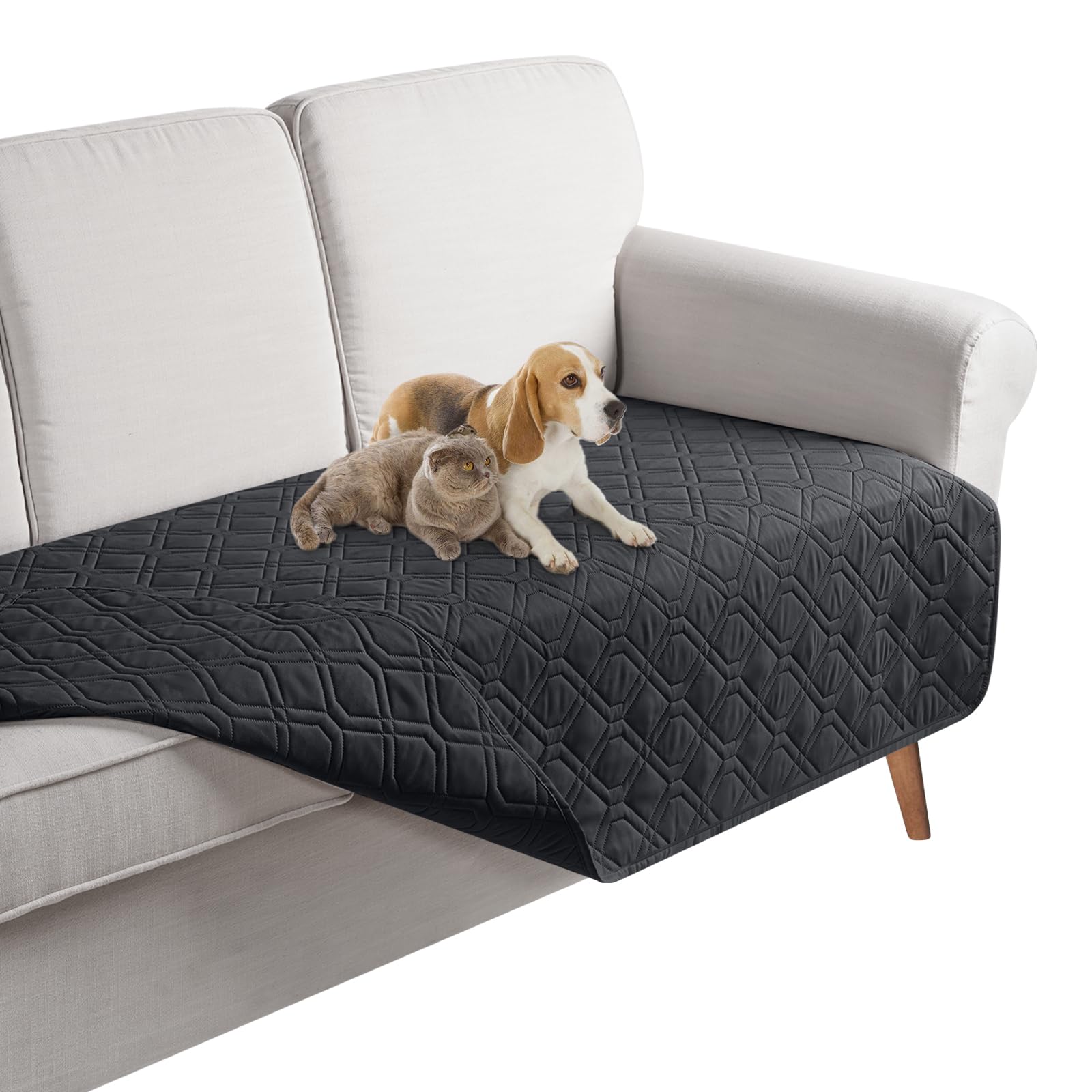 TAOCOCO Reversible Waterproof Sofa Covers,Washable Sofa Slipcover,Dog Sofa Bed Cover,Waterproof Sofa Couch Protector for Dogs(Black, 107 * 132CM)