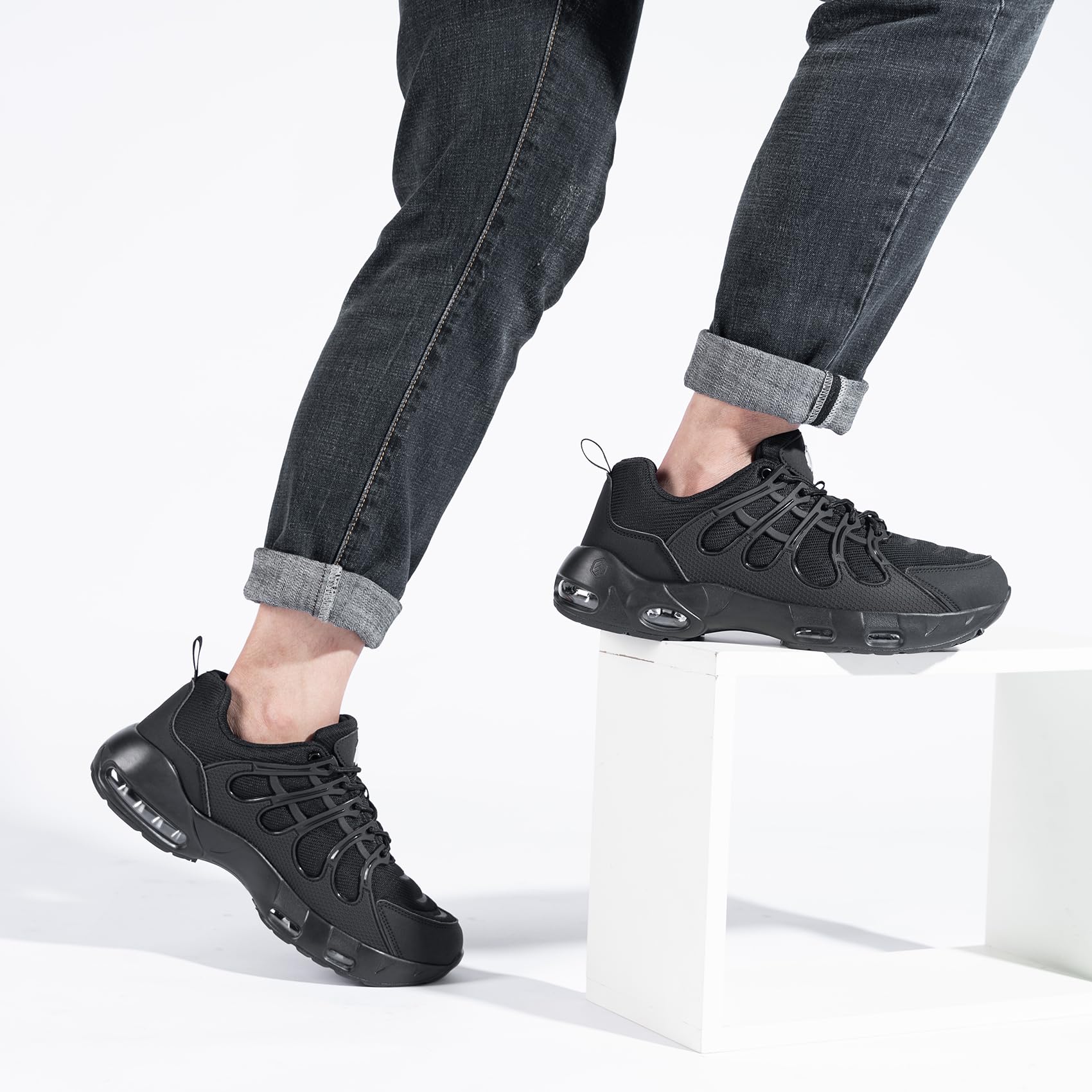 LARNMERN Chaussure Cuisine Homme Chaussures de Cuisine Hydrofuges Travail Semelles Antidérapantes Les Baskets de Chef Serveur Personnel Médical Baskets,Noir 46 EU