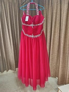 Amazon.com: Vzorayi Women's Tulle Beaded Formal Evening Dress Halter Prom  Ball Gown Black Size 2 : Clothing, Shoes & Jewelry