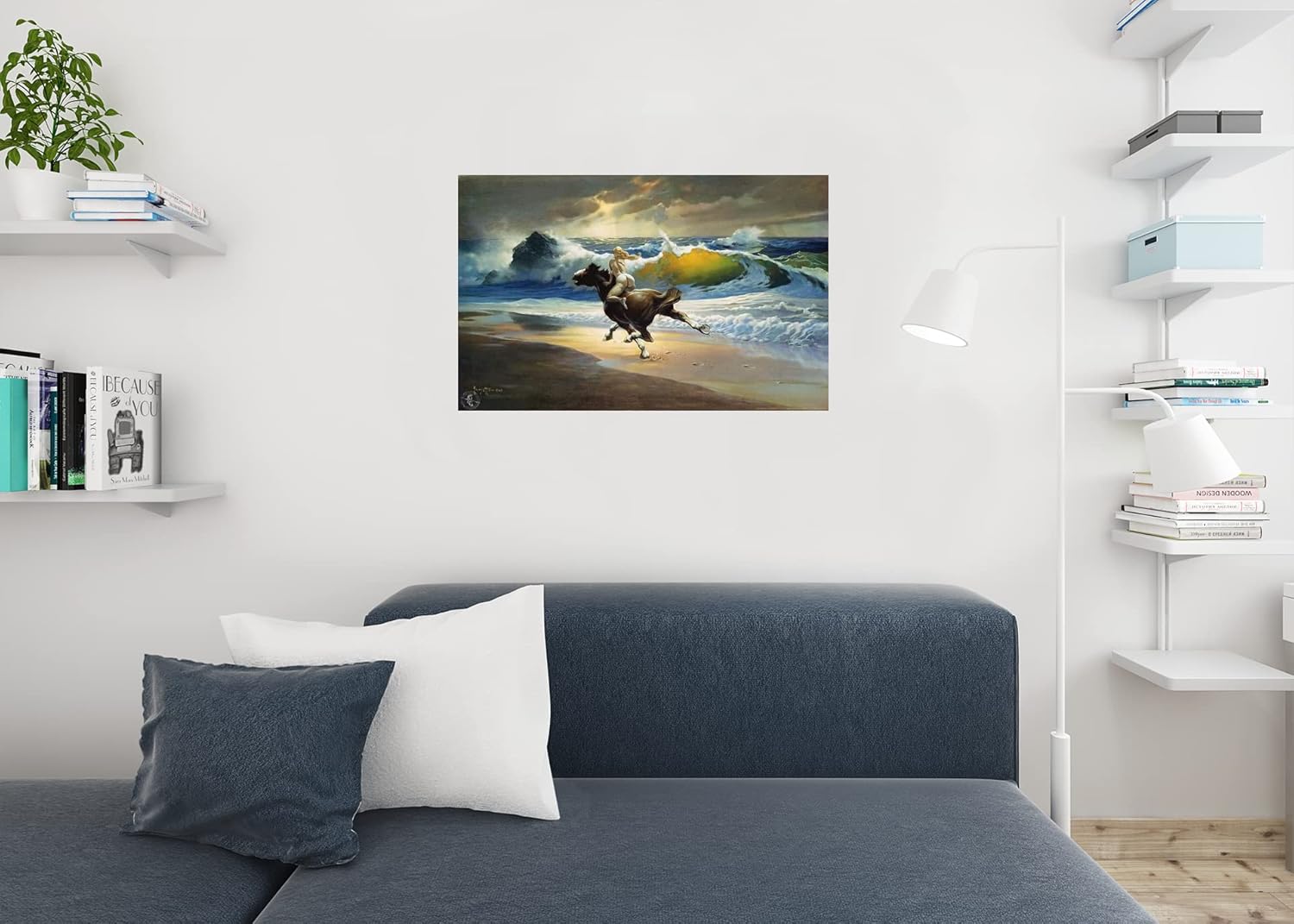 Wild Ride by Frank Frazetta Wall Art Gothic Fantasy Decor Frank Frazetta Artwork Beach Art Prints Wave Battle Posters Frazetta Illustration Woman Horseback Cool Wall Art Print Poster 24x36