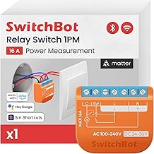 SwitchBot Matter Relay Switch 1PM Smart Relay Module with Energy Metering Wi-Fi and Bluetooth Switch Compatible with Alexa/Apple HomeKit/Google Home, 2.4GHz, 16A