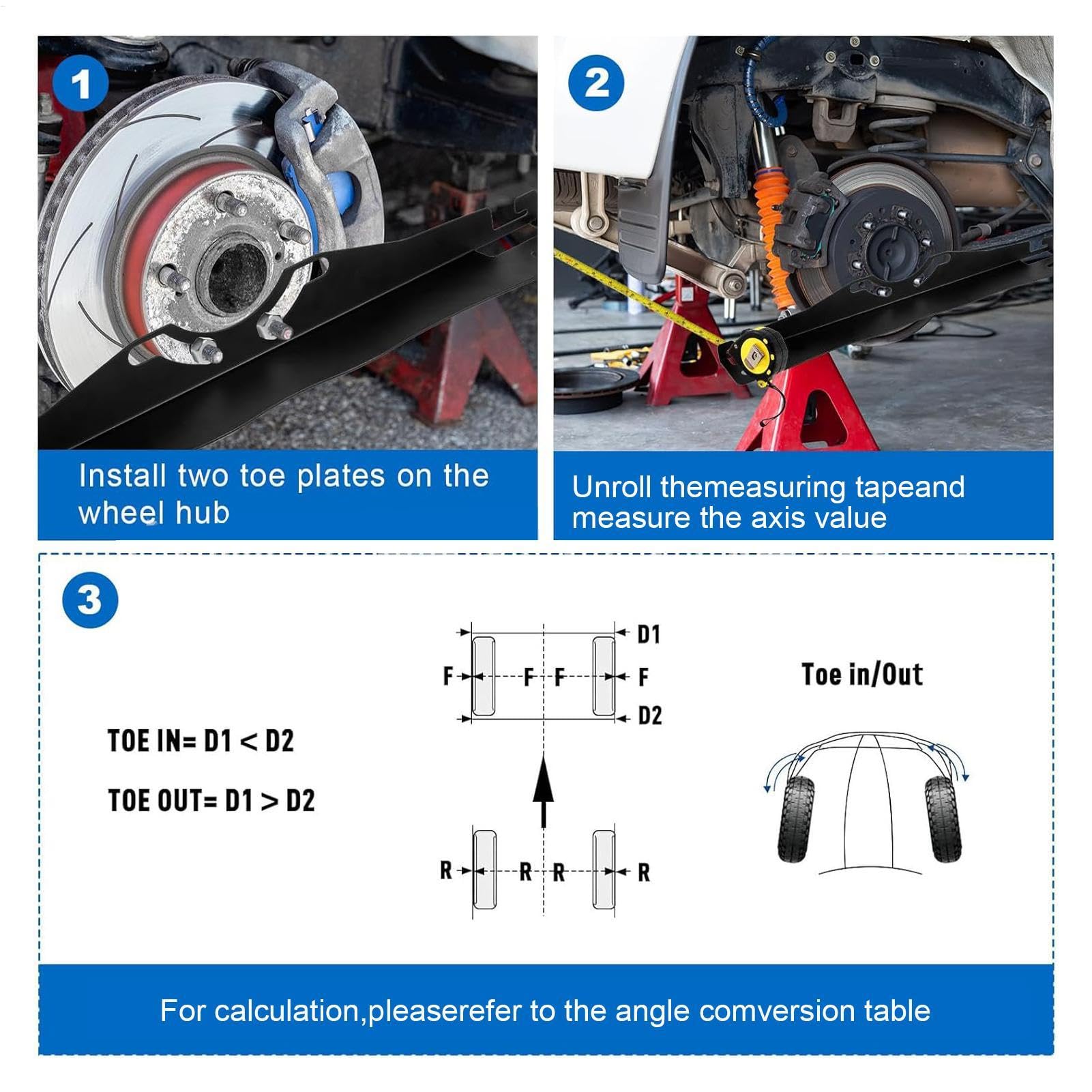 Wheel Alignment Tool zestaw do montażu kół ze stali nierdzewnej, płytki pomiarowe, akcesoria samochodowe, akcesoria do naprawy opon dla kobiet, mężczyzn, dorosłych, konserwacji samochodu