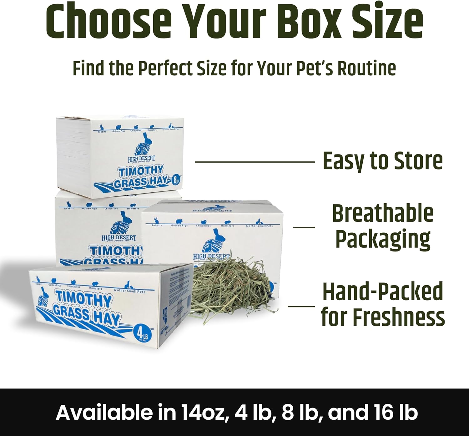 High Desert 1st Cut Timothy Hay for Rabbits, Guinea Pigs, and Small Pets, Premium Grass Hay for Daily Feeding and Digestive Health, Natural Rabbit Food and Guinea Pig Food, Small Pet Supplies, 8 lb