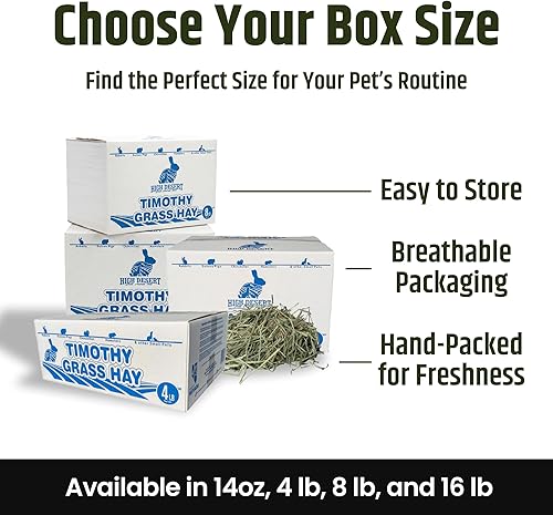 Miniatura 7 de High Desert Heno de hierba Timothy de segundo corte para conejos, cobayas, chinchillas y mascotas pequeñas, heno natural empaquetado a mano de alta