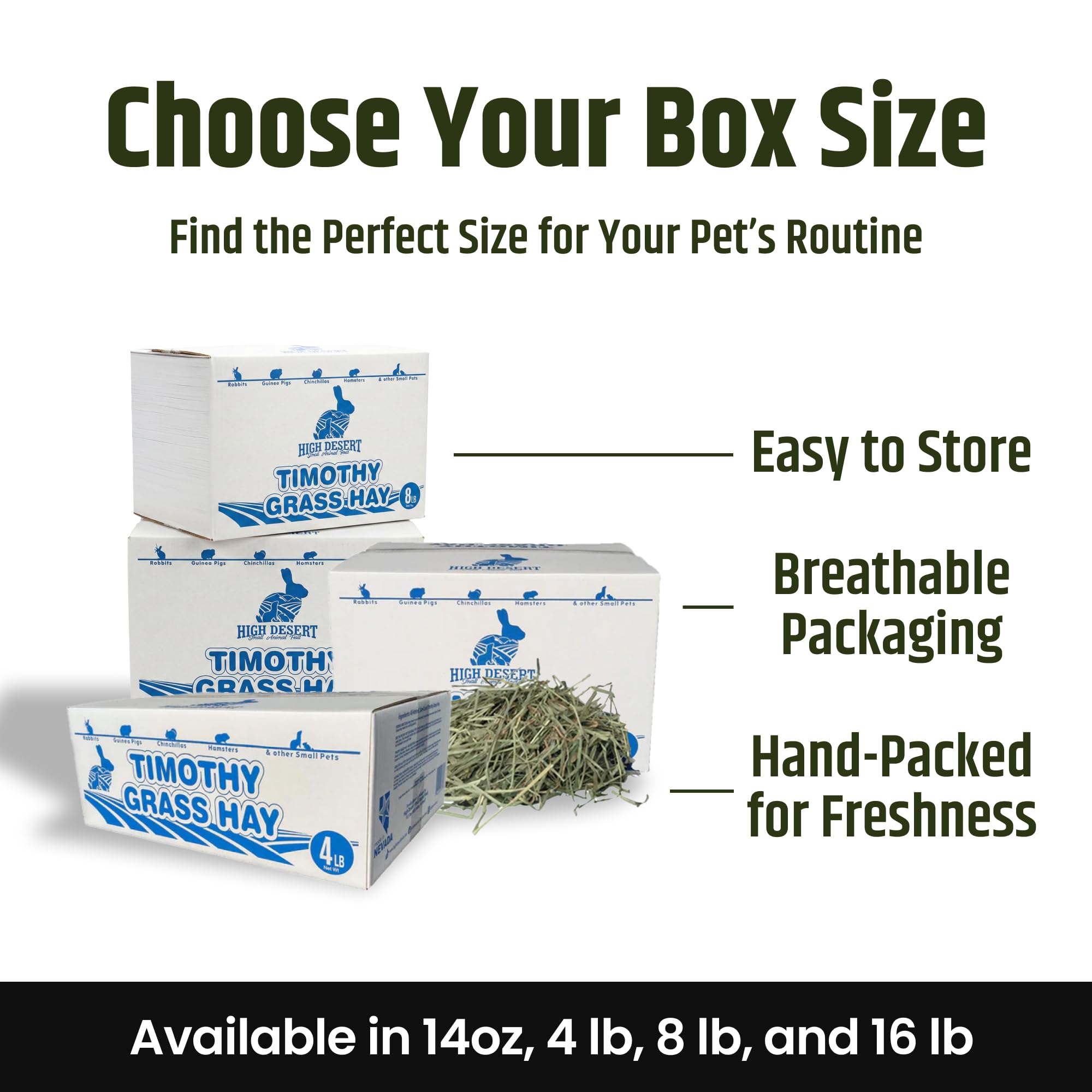 High Desert 1st Cut Timothy Hay for Rabbits, Guinea Pigs, and Small Pets, Premium Grass Hay for Daily Feeding and Digestive Health, Natural Rabbit Food and Guinea Pig Food, Small Pet Supplies, 4 lb - image 7