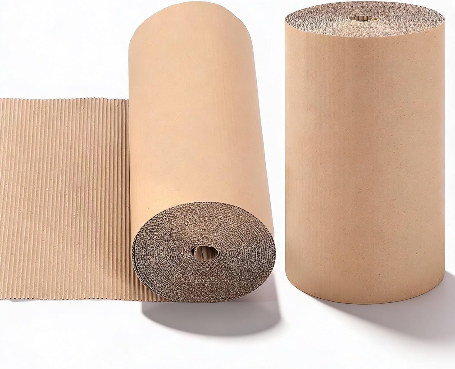 Corrugated Cardboard Roll 14" x 394" Brown Single Face Corrugated Cardboard Sheets B Flute Paper Sheets Cardboards Roll for Gardening Packing Shipping Storage DIY Craft