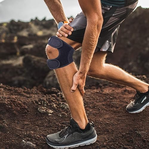 Miniatura 8 de THX4COPPER Rodillera de compresión de doble rótula para aliviar el dolor, correa de rodilla ajustable para correr, saltador, ejercicio de gimnasio,