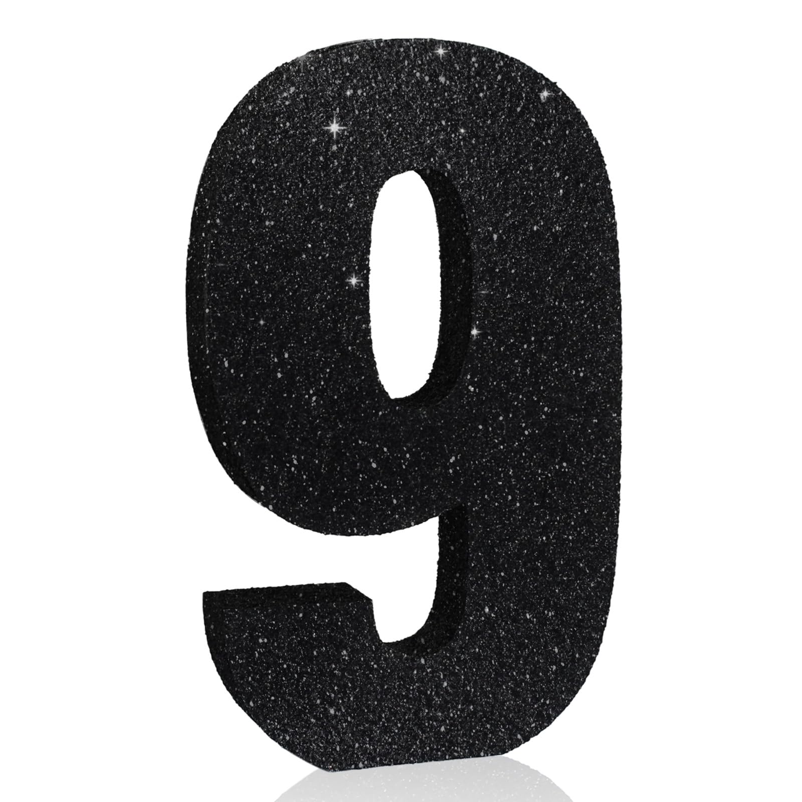 Dígito 9 negro brillante de 8 pulgadas para crear centros de mesa en cenas de Navidad