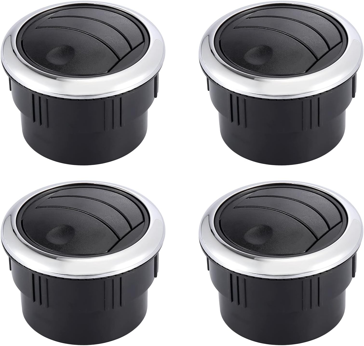 Universal Car Warm Air Outlet Vents - 2 Piece Black Plastic Replacement Vents For 60mm Ducting