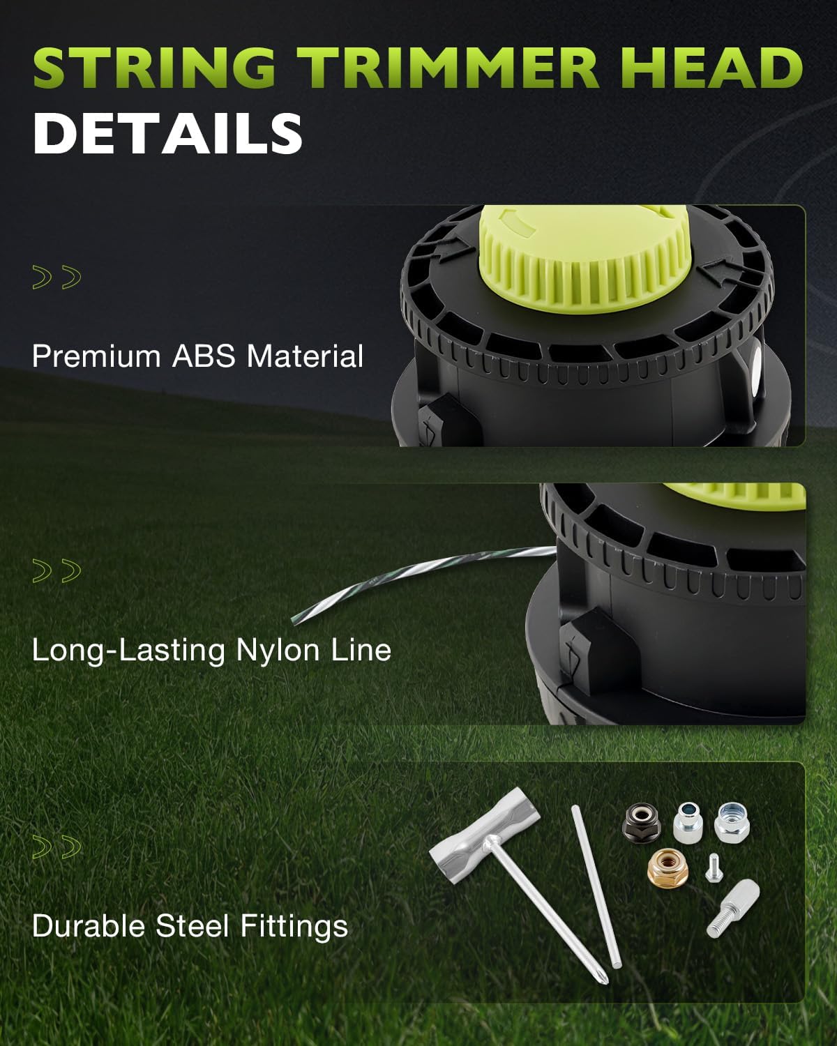HQPASFY 314608005 String Trimmer Head Assembly Compatible with Ryobi Reel Easy + Bump Feed Straight Shaft Trimmers Head RY15526, RY15527, RY15529