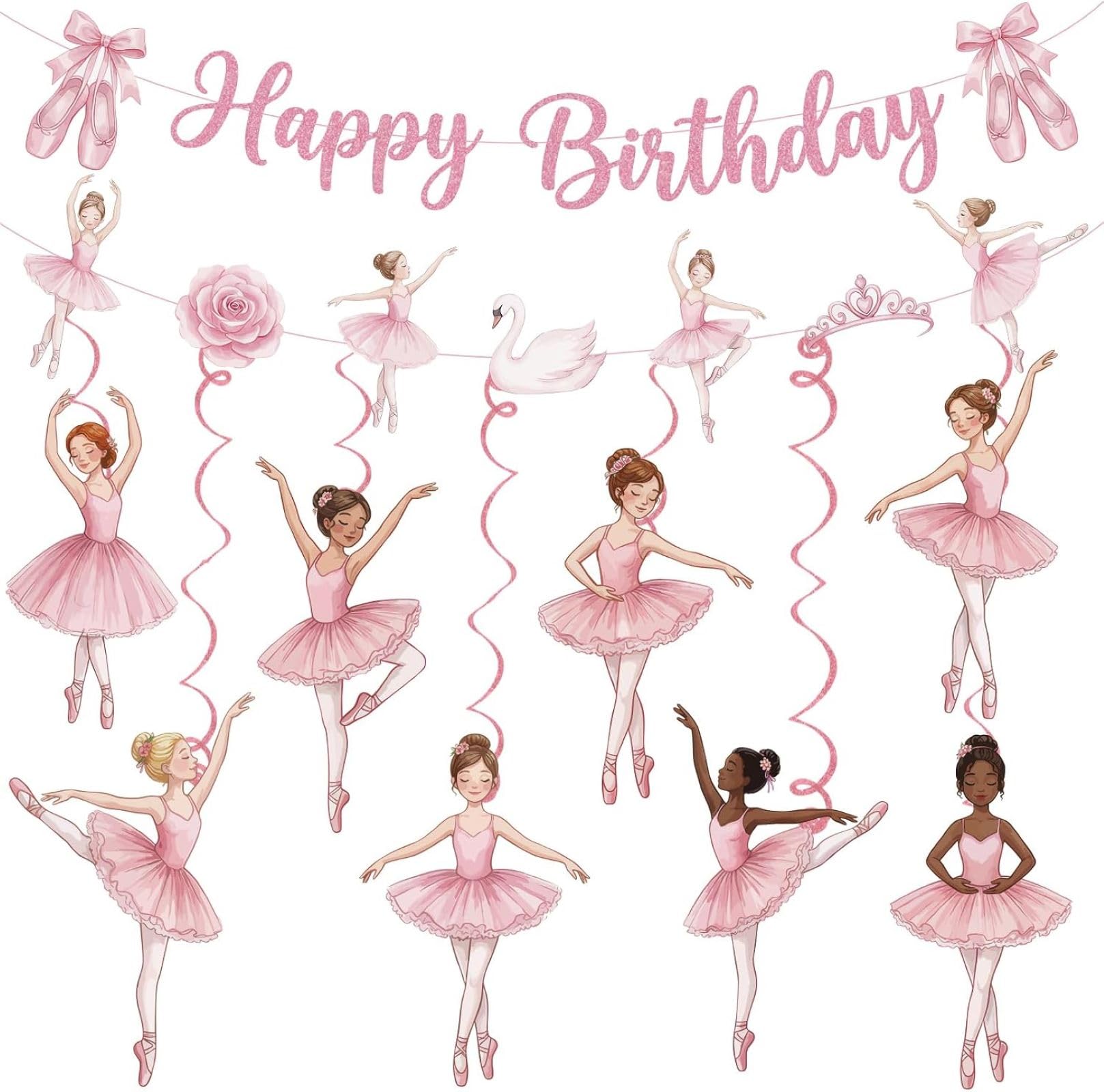 Ballerina Happy Birthday Party Decorations - Ballet Banner for Girls Kids