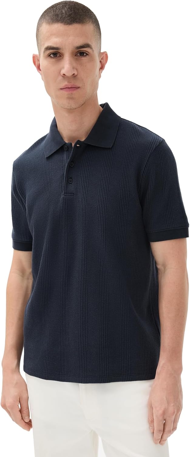 Vince Men's Varigated Texture Short Sleeve Polo
