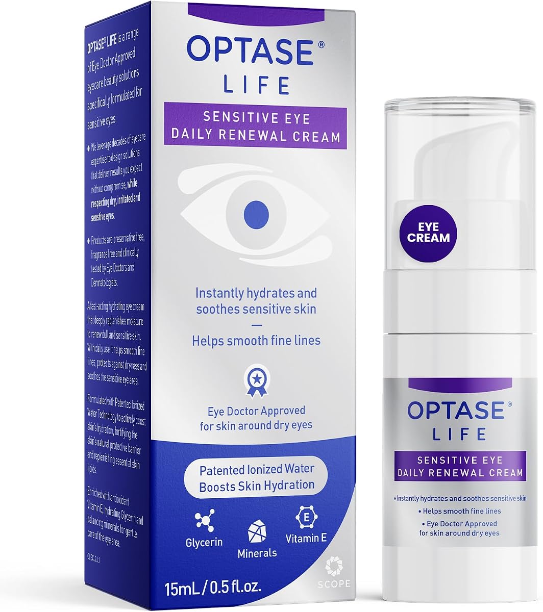 LIFE Sensitive Eye Daily Renewal Cream - Hydrating Eye Cream for Skin Use Around Dry and Sensitive Eyes - Smooths Fine Lines, Preservative-Free, Eye Doctor and Dermatologist Approved - 15 ML