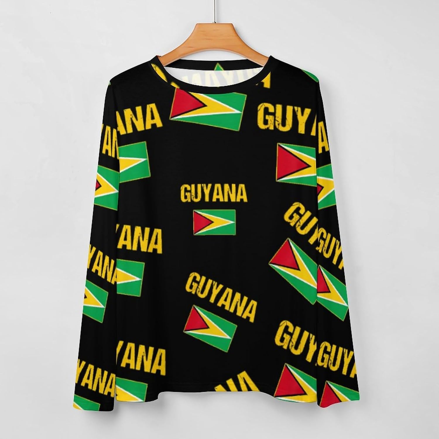 Guyana Flag Women's Pajama Top Sleepwear Pajamas Sleep T-Shirt Long Sleeve Shirt Crewneck Tee