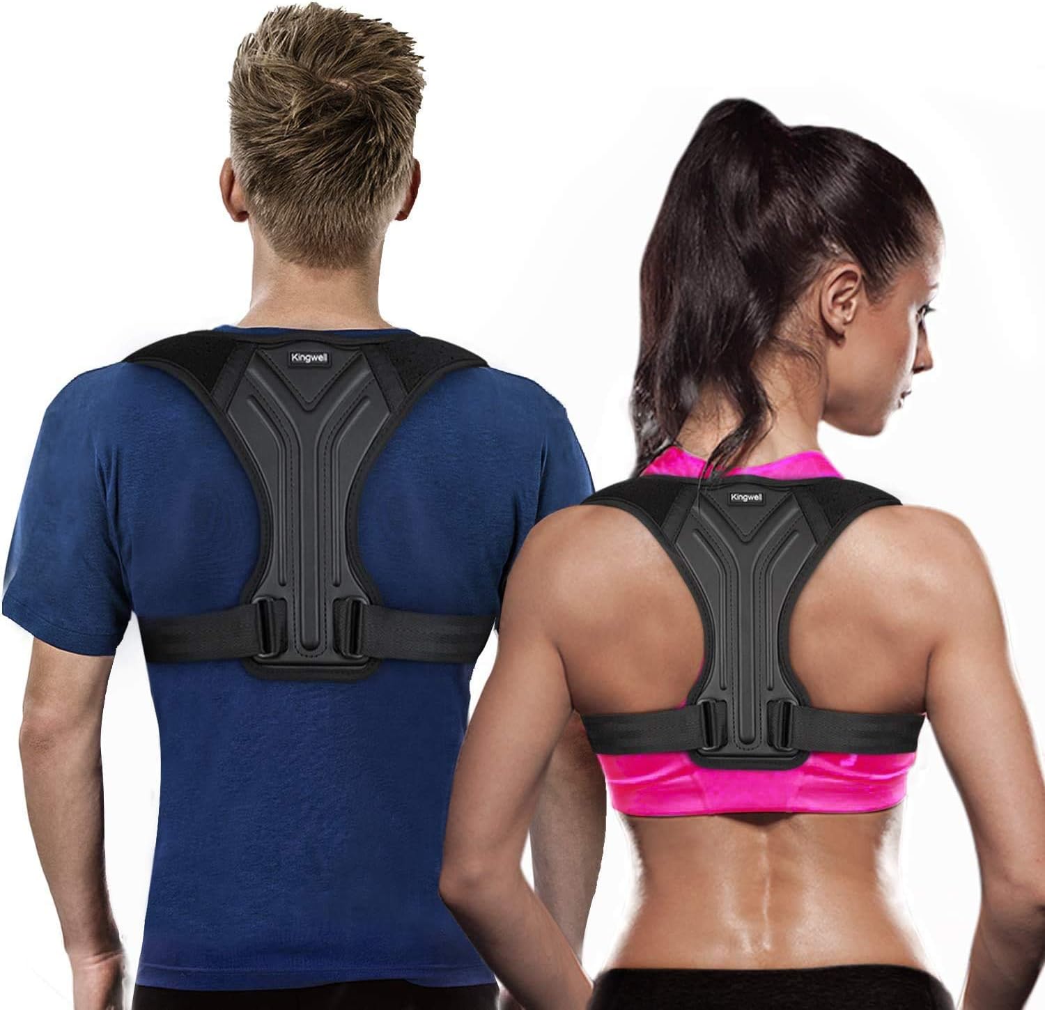 Kingwell Back Posture Corrector for Women and Men - Adjustable Posture Brace for Upper Back Support, Large