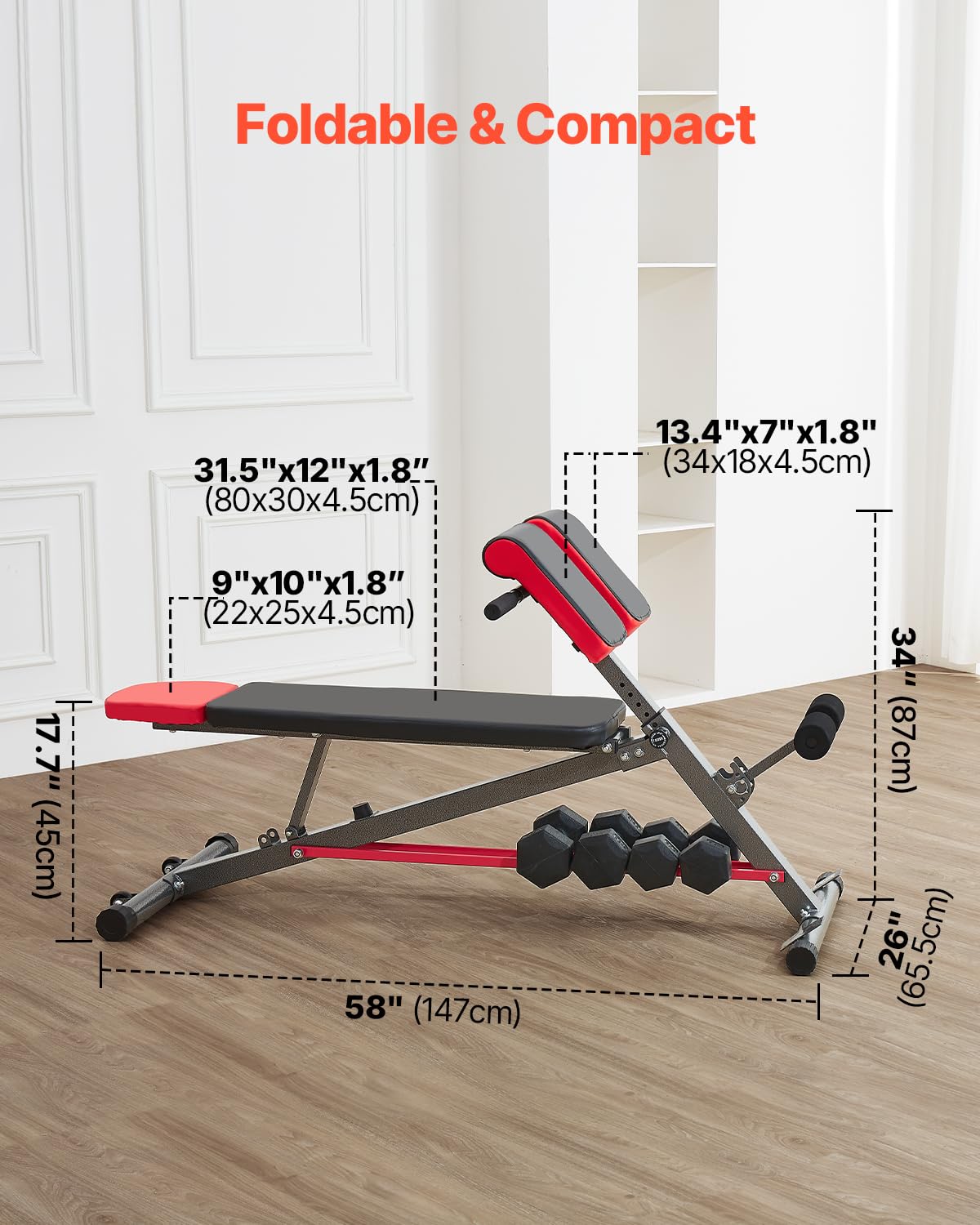 VEVOR Panca Multifunzionale per Allenamento Completo del Corpo, Panca per Iperestensione con Sedia Romana, 300 kg per Allenamento di Addominali e Core di Schiena e Braccia, per Palestra Domestica