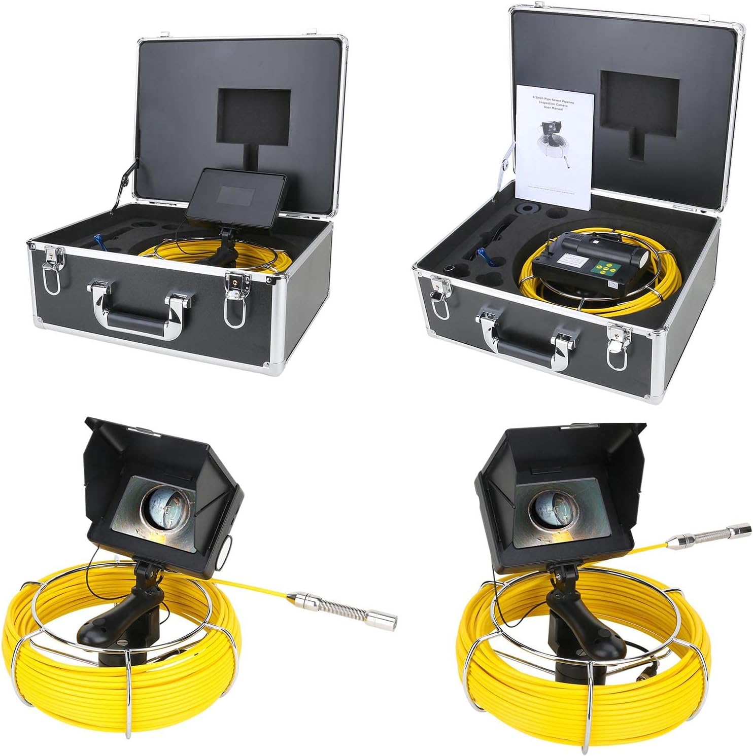 5 inch 17mm Handheld Industrial Pipe Sewer Inspection Video Camera IP68 Waterproof Drain Pipe Sewer Inspection Camera with 8pcs LED Lights,50M