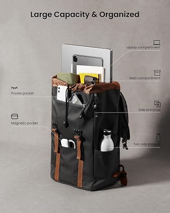 tomtoc 22L Flap Laptop Backpack, Lightweight, Waterproof Daily Backpack