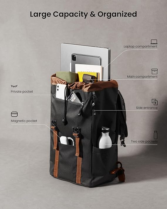 tomtoc 22L Flap Laptop Backpack, Lightweight, Waterproof Daily Backpack