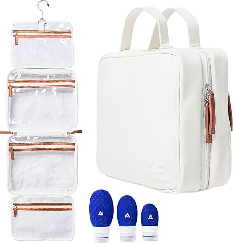 AVAA Neceser de aseo para artículos esenciales de viaje bolsa de maquillaje de viaje de 4 compartimentos para mujeres y hombres bolsas de aseo