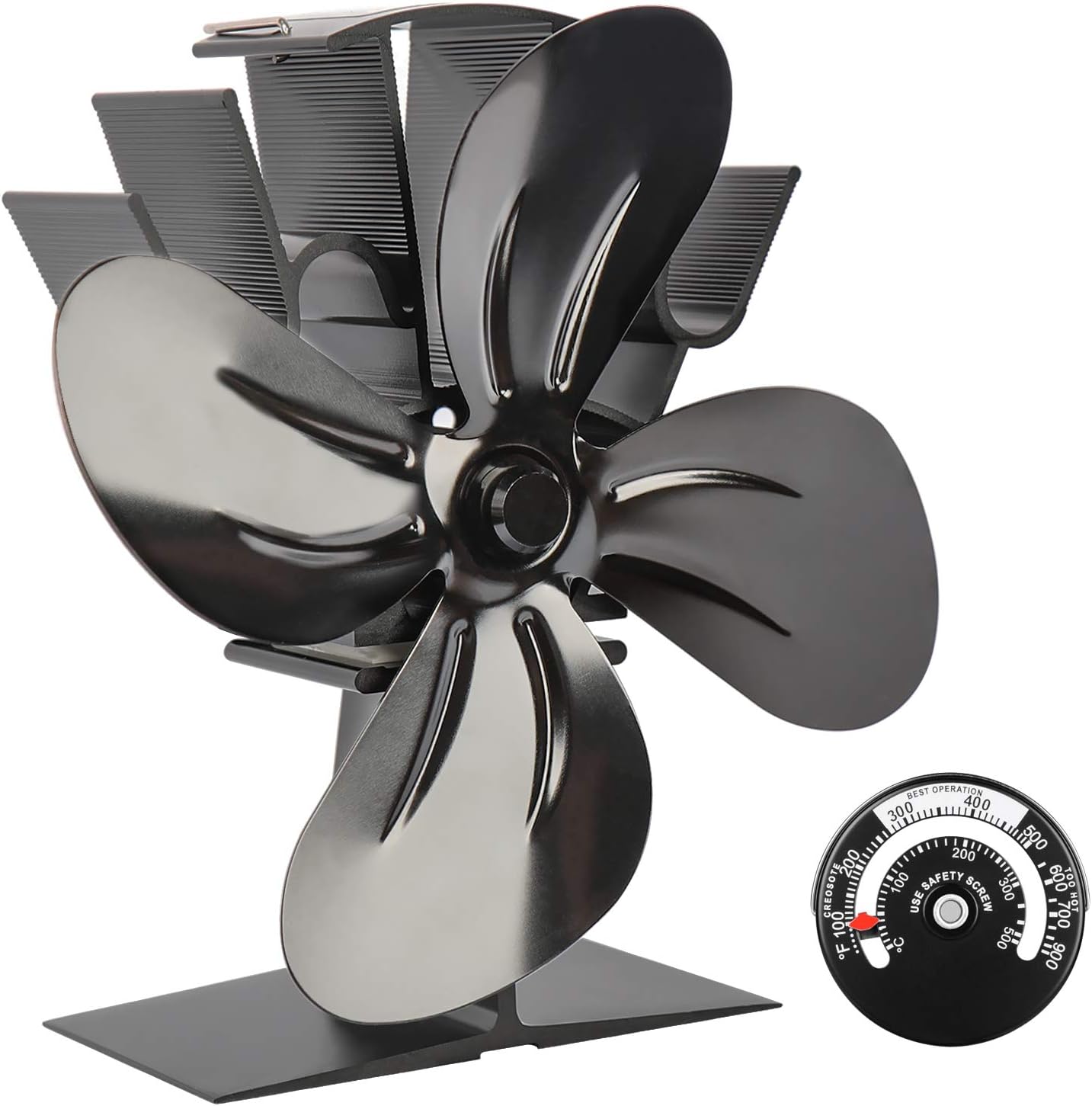 Update Silent Operation 4-Blade Heat Powered Stove Fan for Wood/Log Burner/Fireplace - Environment Friendly [Energy Class A+++]