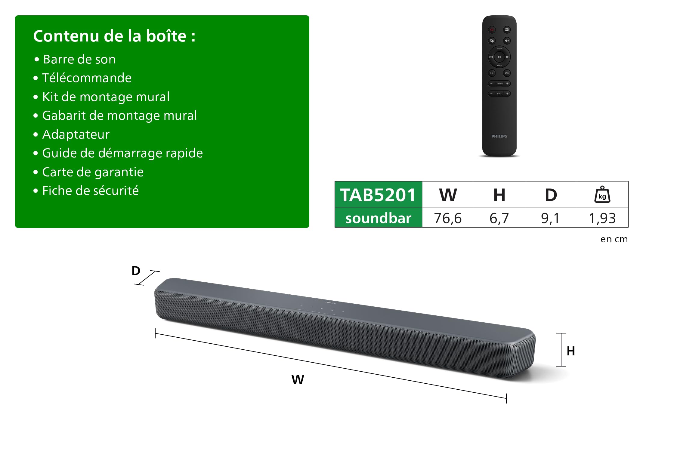 PHILIPS TAB5201 Barre de Son 2.0, 160 W Max, Dolby Digital Plus, DTS Virtual:X, Intellisound AI Audio, Bluetooth Le 5.4, HDMI Arc, entrées Optique et USB, Gun Metal