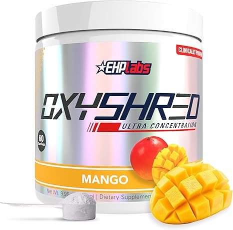 EHP Labs OxyShred Pre Workout Powder - Preworkout Powder with L Glutamine & Acetyl L Carnitine, Energy Boost Drink - Mango, 60 Servings EHP Labs OxyShred Pre Workout Powder - Preworkout Powder with L Glutamine & Acetyl L Carnitine, Energy Boost Drink - Mango, 60 Servings