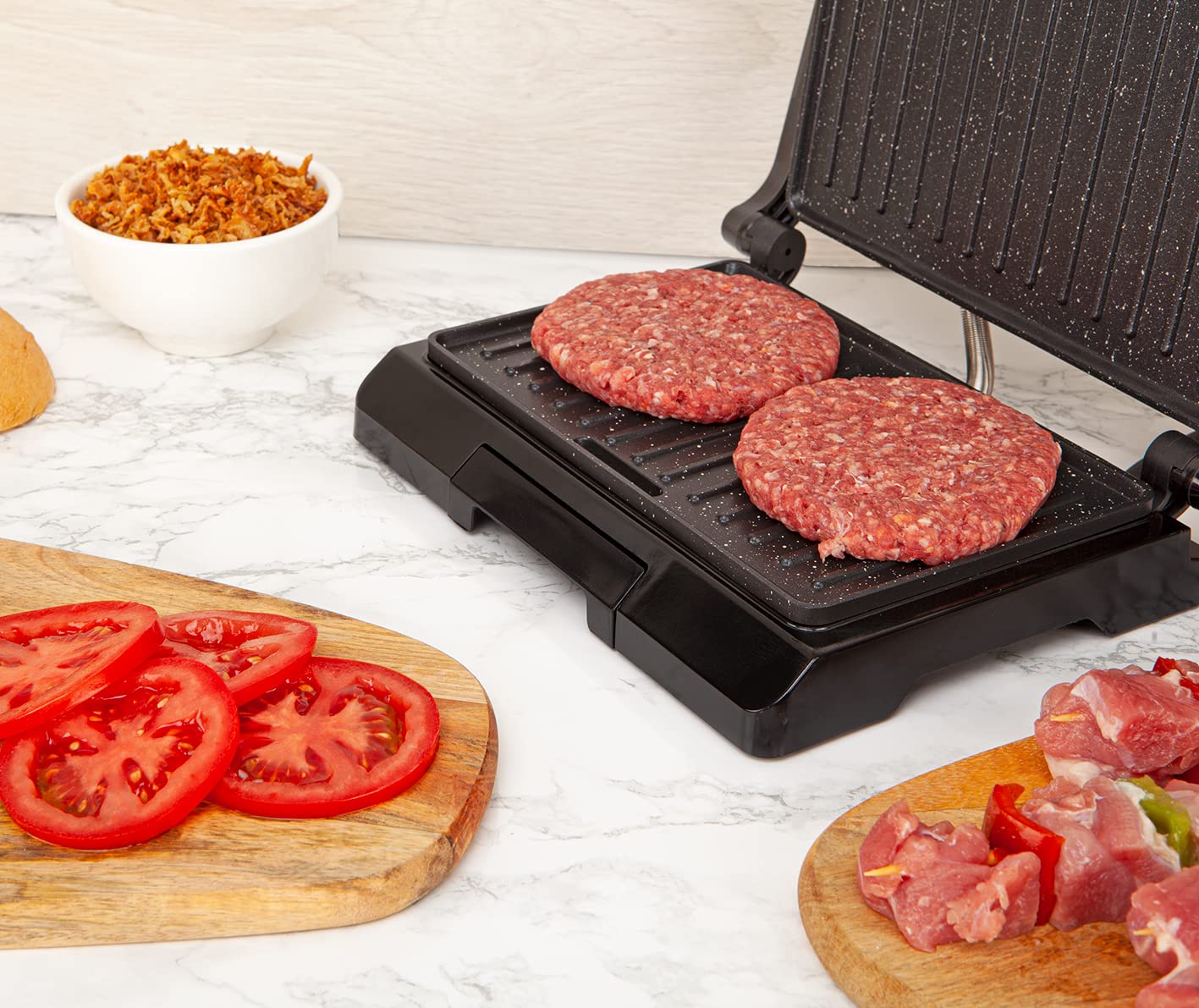 Orbegozo GR 3200 - Grill de acero inoxidable, placa antiadherente, bandeja recoge salsas, indicador luminoso, 800 W
