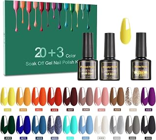 Gel Nail Polish Set - Nail Polish 20 Colors, Popular Nail Art Colors UV LED Soak Off Nail Gel Kit (20 + 3)