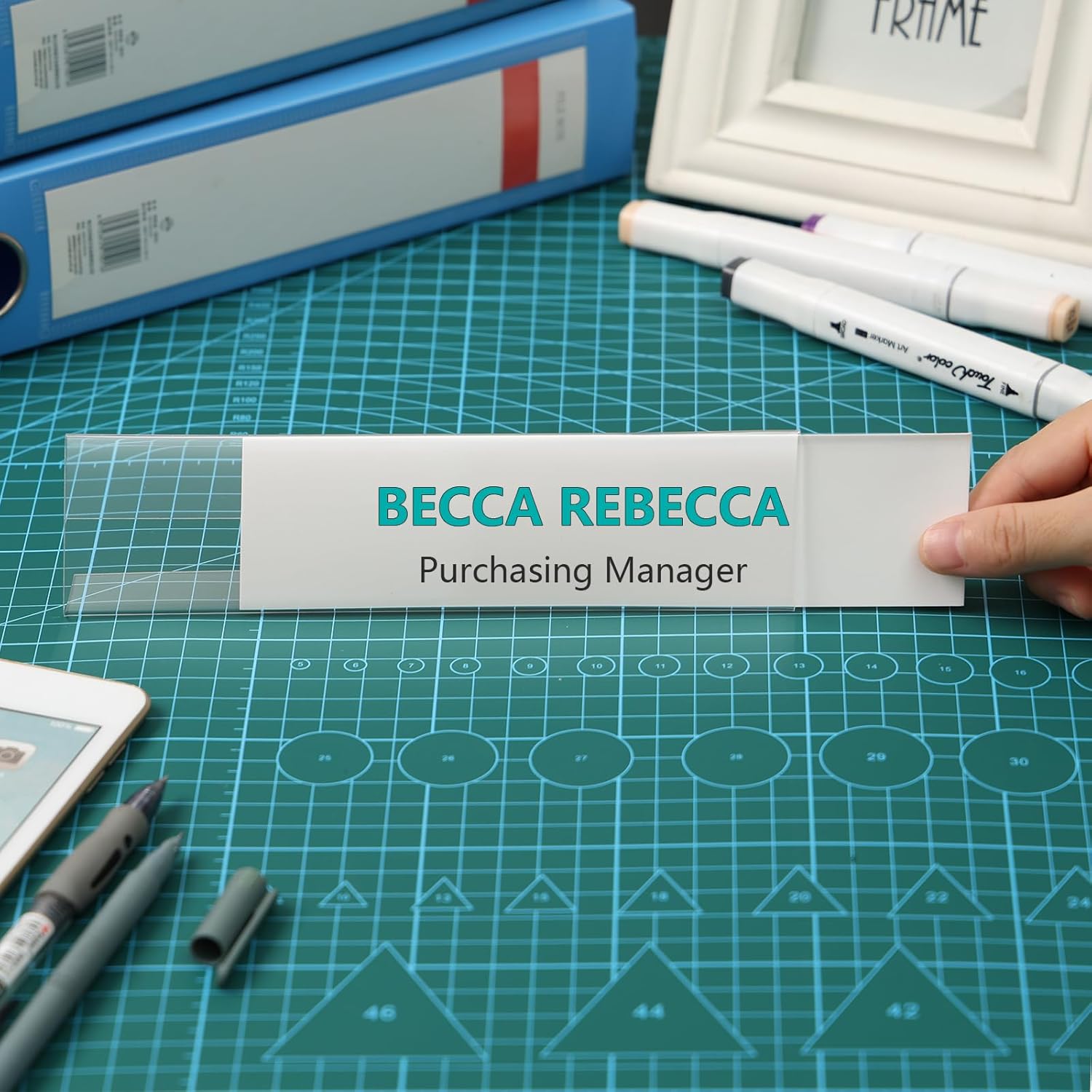 24 Pcs Acrylic Name Plates for Desk 2 X 8 Inches Name Tents for Classroom License Label Holder for Back to School Classroom Office Conference Business Meeting Table Display (24)