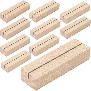 WISYOK Kartenhalter Holz, 10 Stück Tischkartenhalter, Kartenständer Holz, Postkartenhalter, Holzständer, Menükartenhalter, Fotohalter für Hochzeiten, Partys und Bankette (10 x 3 x 2cm)
