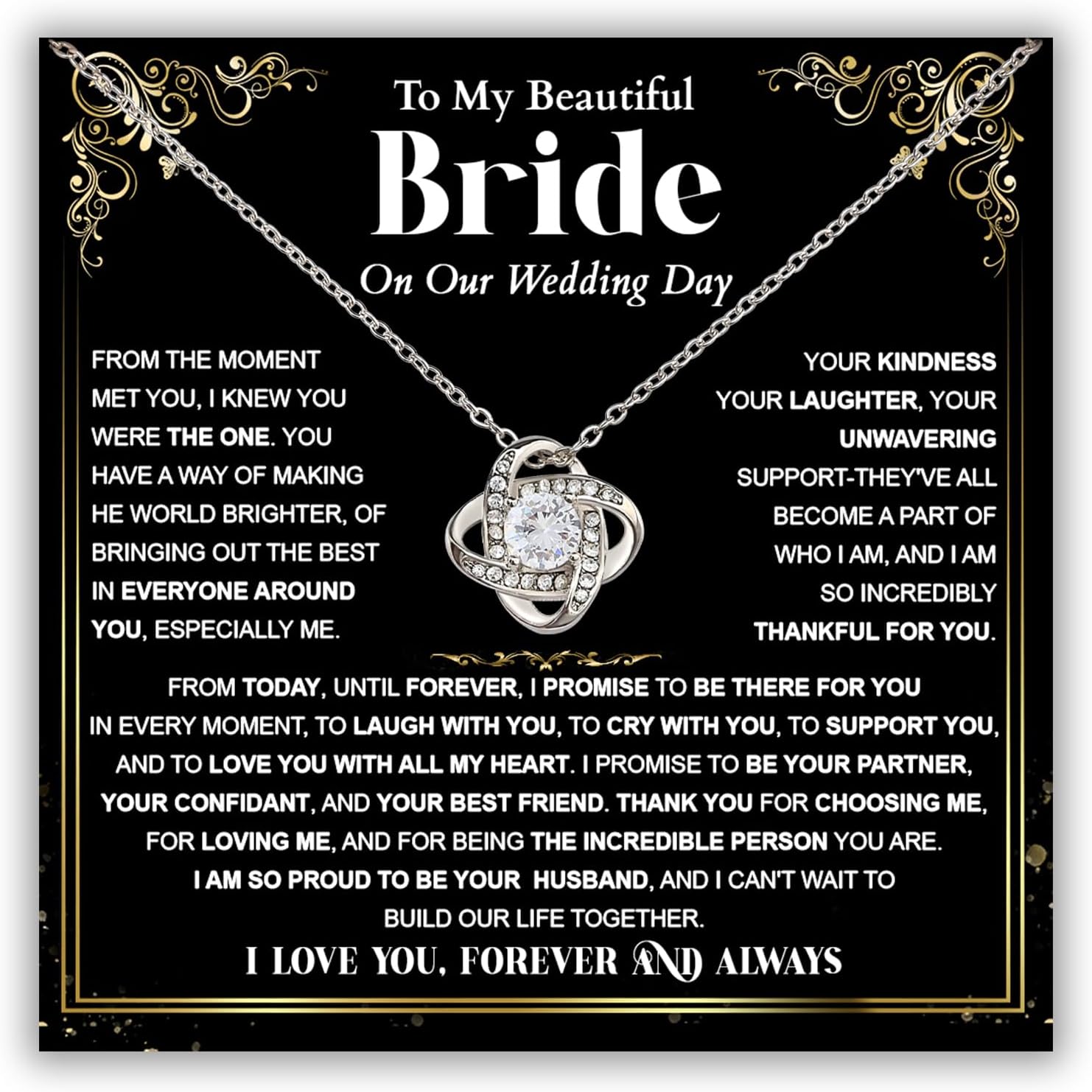 Groom To Bride Necklaces, Groom To Bride Necklace Gifts With Message Card, Groom To Bride Necklace For Wedding Day, To My Bride Necklace, Bridal Shower Necklace Gifts For Bride To Be