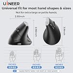 Uineer Ergonomic Wireless Mouse,Bluetooth Vertical Mouse with BT5.0/4.0/2.4G, Rechargeable with Battery Indicator,Ergonomic Design for Comfort and Reduced Wrist Strain for Home,Office Use