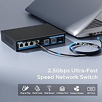 Vista 2 de Switch Ethernet 2.5G de 4 puertos con 2 x 10G SFP+ Uplink – Switch de red TEROW compatible con VLAN, compatible con Gigabit/2.5GbE/10GbE