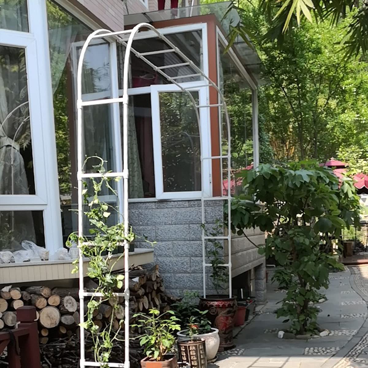 Arcade de jardin en treillis pour rosiers grimpants et pergola de tonnelle rustique