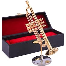 Bak r Minyat r Ayakl  ve K l fl  Trompet Mini M zik Enstr man  Mini Trompet Minyat r Bebek Evi Modeli Noel S s  11,76 cm x 3,04 cm