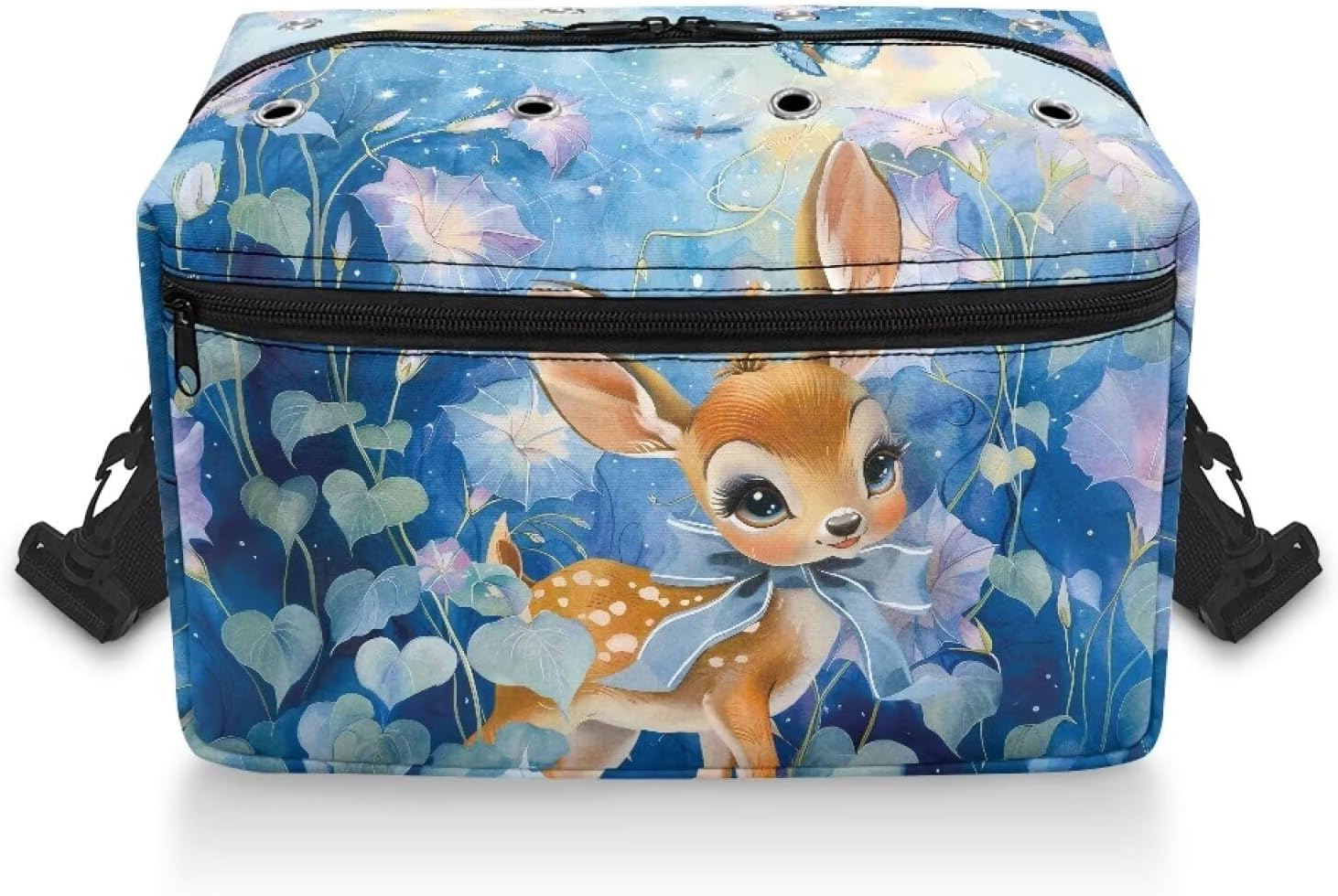 Kathyboom Heart Blue Butterfly Crochet Bag Kitting Bag for Yarn Storage, Stain Resistant Yarn Storage Organizer for Knitting Needles, Crochet Hooks and Other Accessories