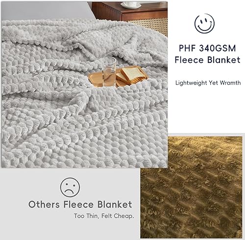 Miniatura 5 de PHF Manta de forro polar de franela ultra suave, tamaño Queen, manta ligera de forro polar jacquard 3D, no se desprende, no hace pelusas, lujosa