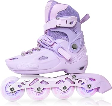 Inline Skates for Little Boys, Adjustable Inline Skates for Children, Kids Inline Skates with All Lighting Wheels for Indoor and Outdoor Sports, Black
