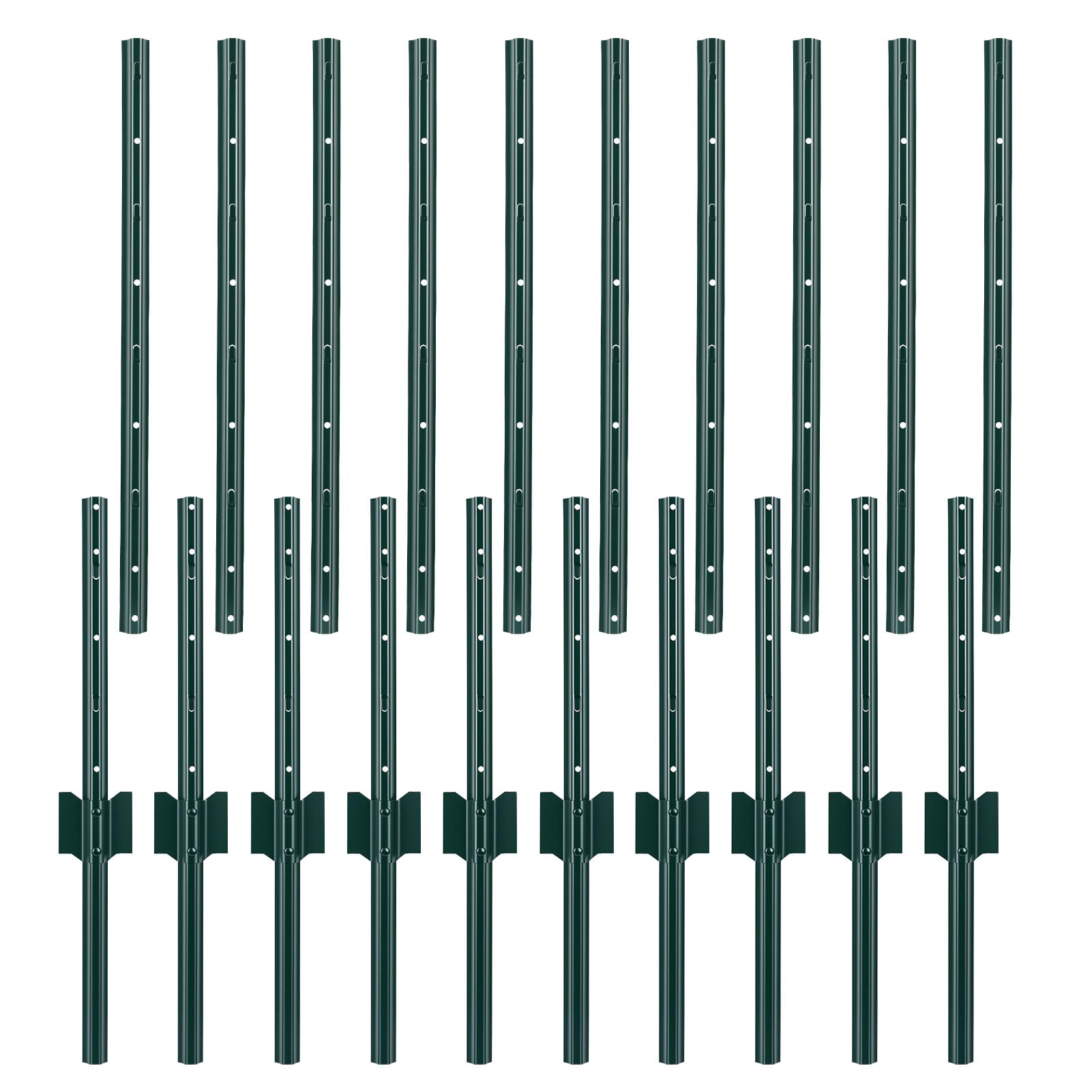 Ankishi 20 Pack Metal Fence Posts 4 FT (121CM) - Heavy Duty Steel Fencing Stakes & Garden Posts for Wire Mesh, Farm, Yard Boundary - Rustproof Ground Anchor Poles (Netting Not Included)