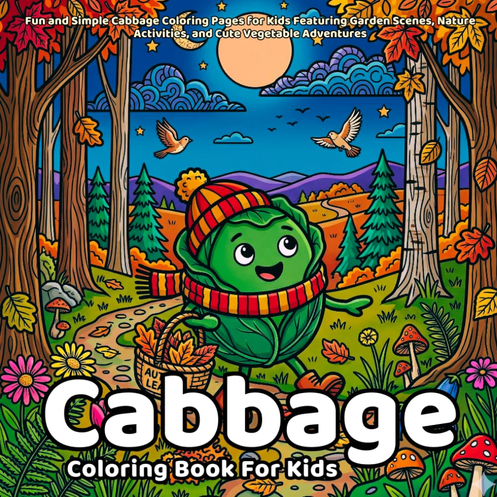 Cabbage Coloring Book: Fun and Simple Cabbage Coloring Pages for Kids Featuring Garden Scenes, Nature Activities, and Cute Vegetable Adventures (Delicious Food Coloring Series)