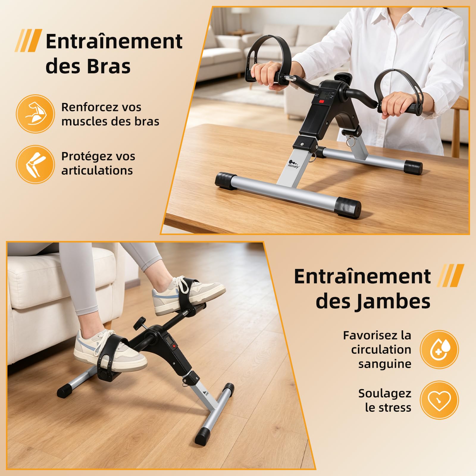 Himaly Mini Exercise Bike Portable Pedal Exerciser with LCD Display Adjustable Resistance