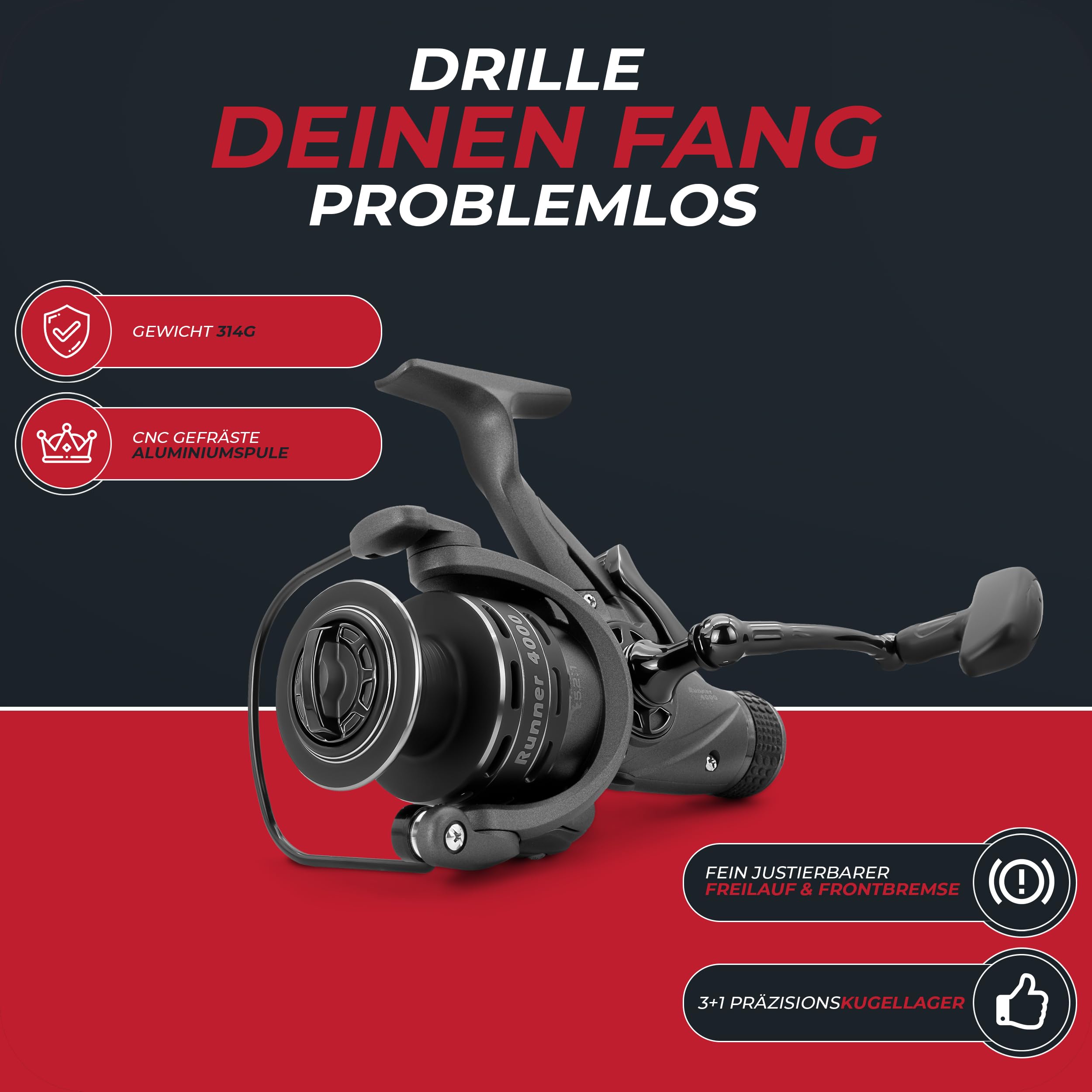 Paradox Fishing Runner Freilaufrolle 3000/4000 - Angelrolle Feederrolle Angelrollen Angel Rolle