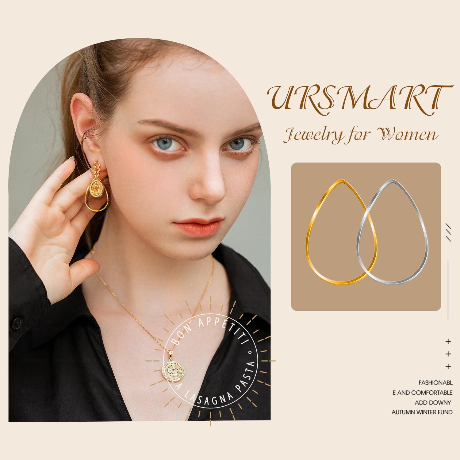 72Pcs Teardrop Hoop Earrings for Jewelry Making DIY Crafts Beading Hoop Earring Making Necklace(Rose Gold & White K) (72PCS White K/KC Gold) - Image 5