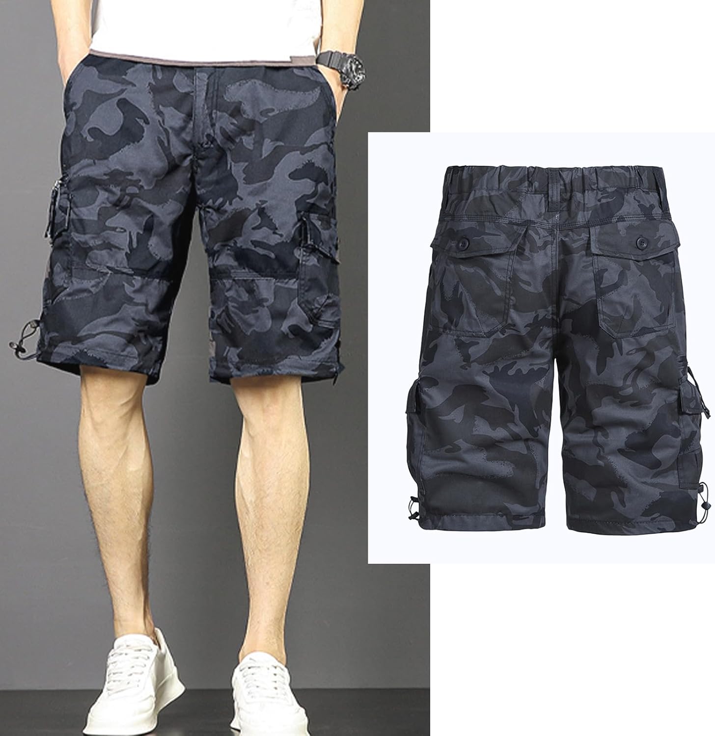 Mens Cargo Shorts Elastic Waist Relaxed Hiking Shorts Men 1/2 Casual Cotton Shorts Big and Tall Work Shorts for Men - Image 5