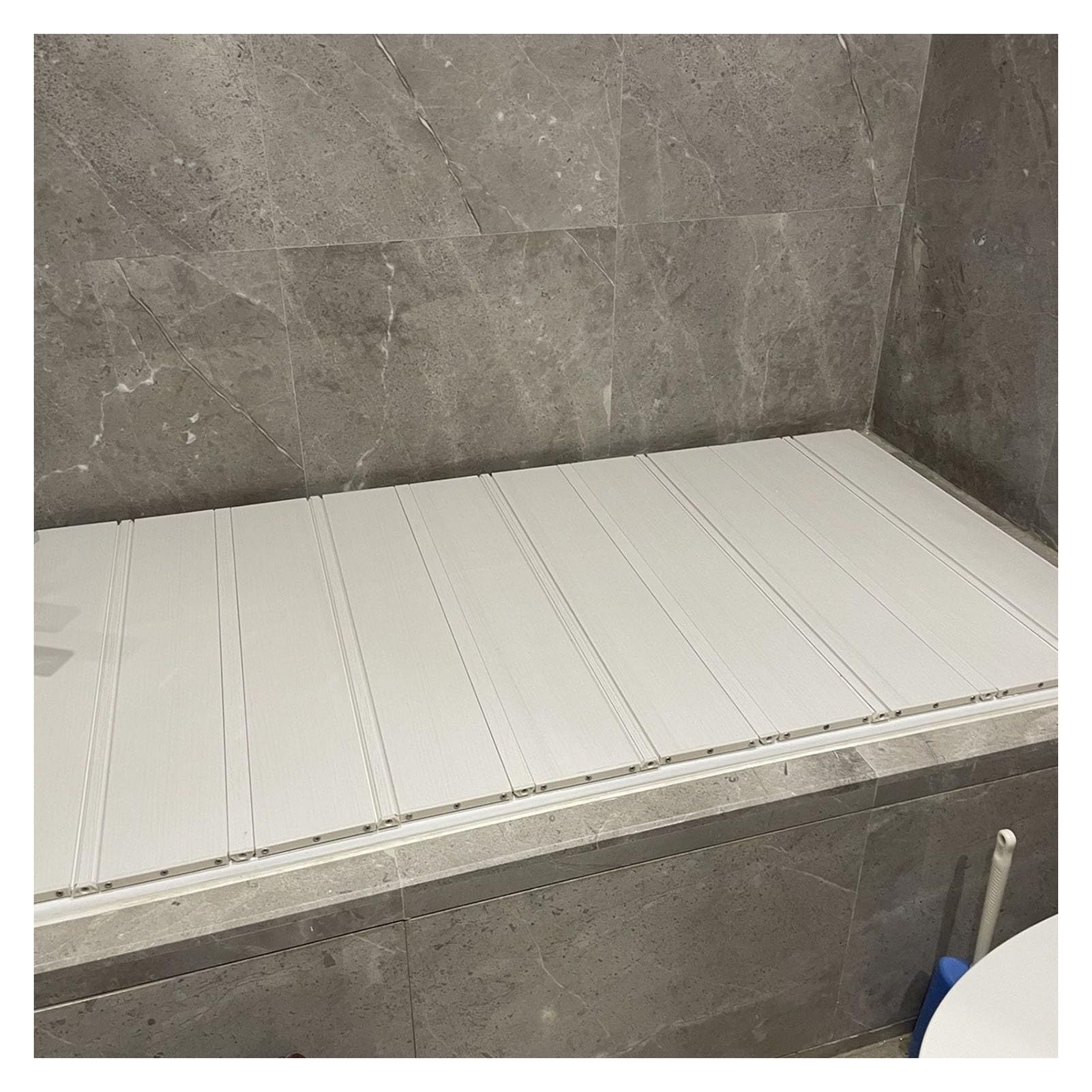 Bandeja de bambú para bañera con tapa plegable de PVC para tinas de tamaño estándar, 1,2 cm de grosor, 80 x 135 x 1,2 cm