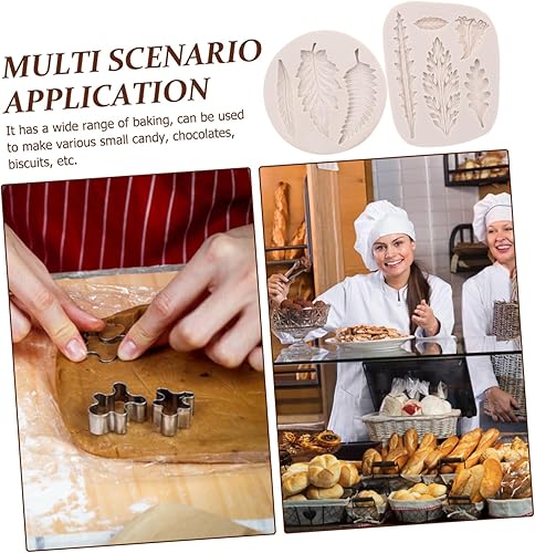Miniatura 7 de ABOOFAN 8 moldes de hojas para chocolate de jabón, moldes de fondant de hojas de arce, adornos de magdalenas, molde de silicona para hornear, molde